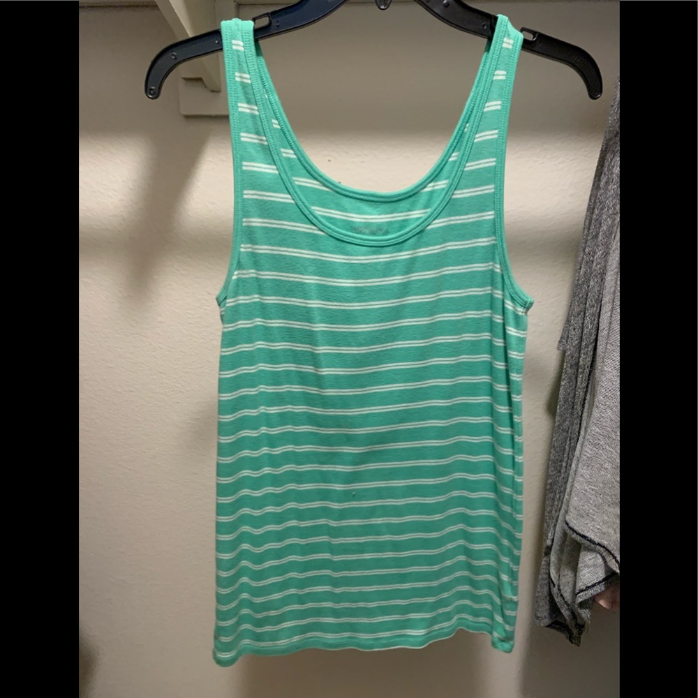 Mossimo green striped tank top. Stretchy cotton